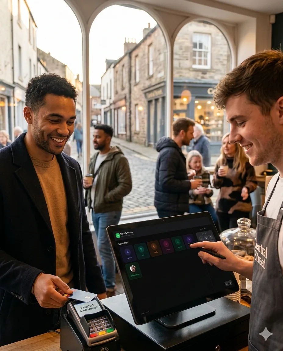 Customer paying at a busy local venue using epos247 POS