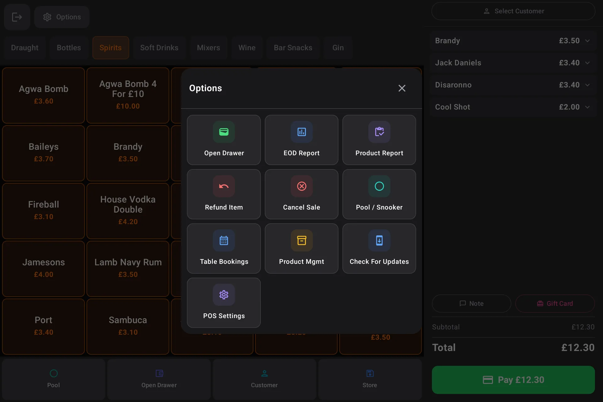 epos247 POS reporting and controls screen